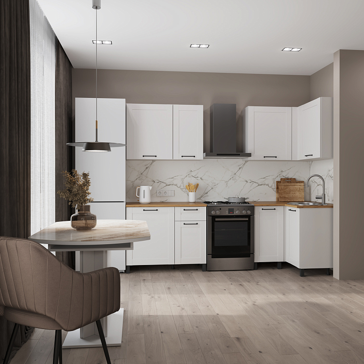 Шкаф Аризона (1000) белый/столешница дуб вотан/ДВПО белый/профиль ПВХ белый О